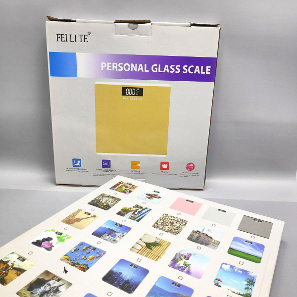 Весы электронные напольные стеклянные с LED дисплеем Personal glass scale 28.00 х 28.00 см, до 180 кг, Кофе